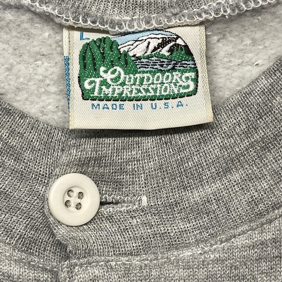 Vintage Duck Embroidered 3 Button Front Henley Crewneck Made In USA Men Sz L EUC - Picture 5 of 11